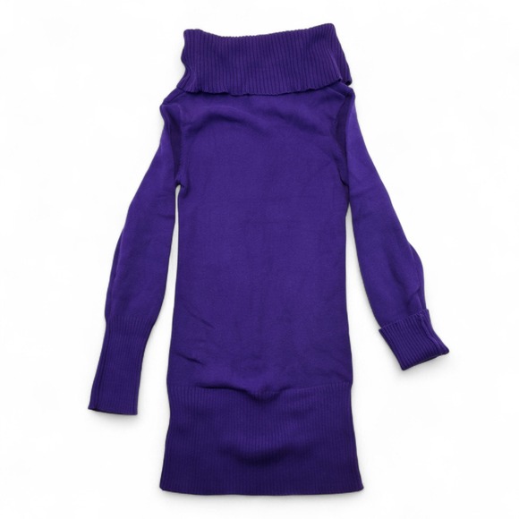 Candies Purple Sweater Dress Knit Cowl Neck Long Sleeve Casual Women's Large - Picture 4 of 7